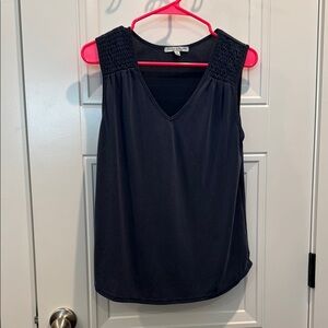 Green Envelope Blue Smocked Sleeveless Tank Top